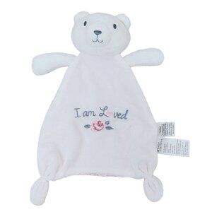 Baby Starters I AM LOVED Lovey Blanket Roses Teddy White Bear Plush Small Pink